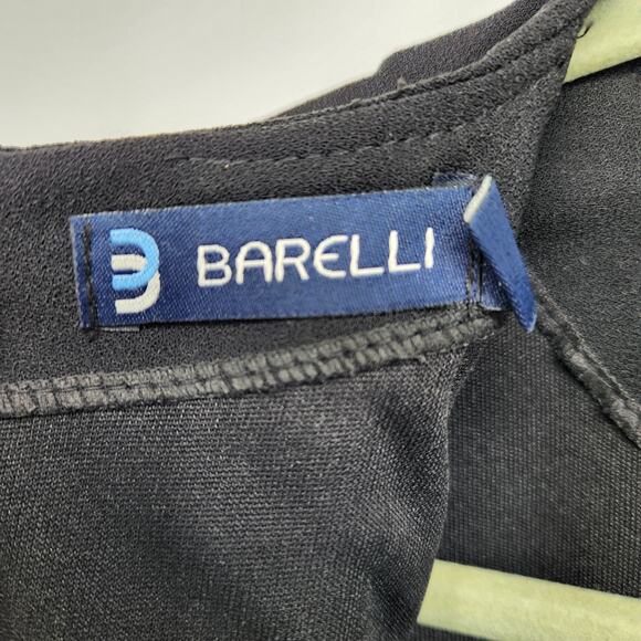 BARELLI Black Round Neck Dress with Attached Multi-Color Geometric Scarf Women 6 - Picture 2 of 15